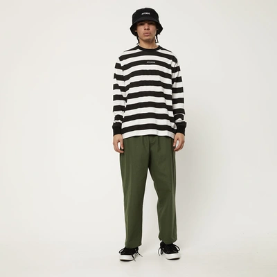 Afends Recycled Striped Long Sleeve Logo T-shirt In Black