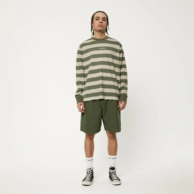 Afends Recycled Striped Long Sleeve Logo T-shirt In Green