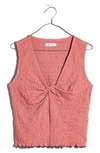 MADEWELL POPCORN KNIT TWIST FRONT SLEEVELESS CROP TOP