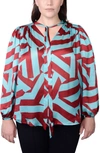 Mayes Nyc Plus Size Rosen Geometric-print Blouse In Circle Stripes