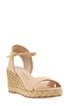 Stuart Weitzman Mirela Crisscross Wedge Espadrille Sandals In Adobe