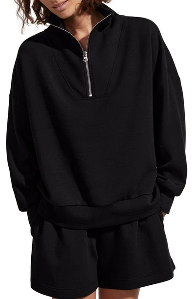 Varley Hawley Half-zip Sweatshirt In Black