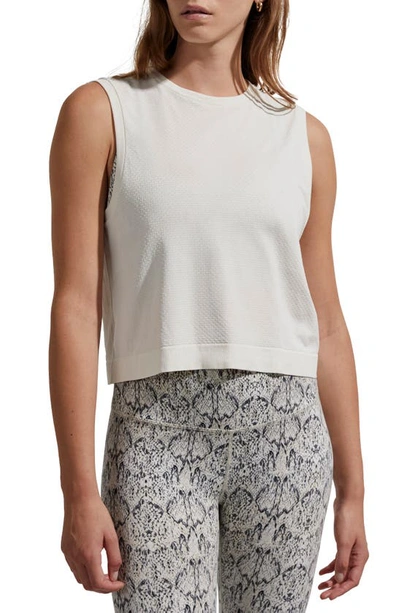 Varley Page Seamless Knit Crop Tank In White