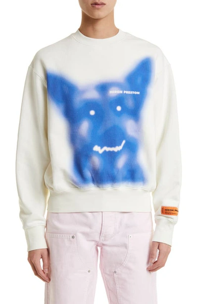 Heron Preston White Beware Of Dog Sweatshirt