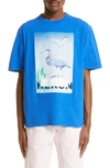 Heron Preston Graphic-print Crew Neck T-shirt In Bluette