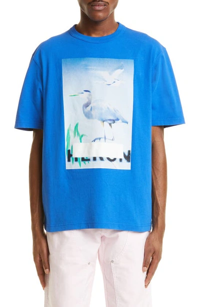 Heron Preston Graphic-print Crew Neck T-shirt In Blue Light Blue