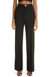 AREA CRYSTAL PAVÉ BUTTON STRETCH WOOL PANTS