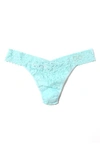 Hanky Panky Plus I Do Crystal Signature Lace Original Rise Thong In Celeste Blue