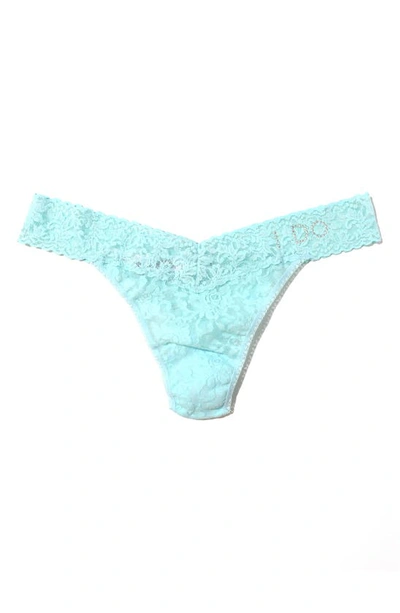 Hanky Panky I Do Crystal Signature Lace Low Rise Thong In Blue