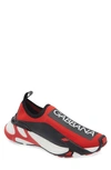 Dolce & Gabbana Sorrento Sneakers In Stretch Mesh With Logo In Red/ Black/ White