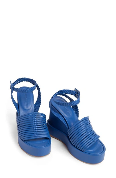 Paloma Barceló Nolan Leather Wedge Sandals In Blue