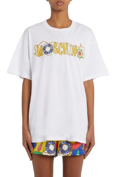 Moschino Nautical Logo T-shirt In A1001 Fantasy Print