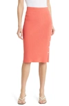 Rag & Bone Asher Side Button Rib Sweater Skirt In Coral