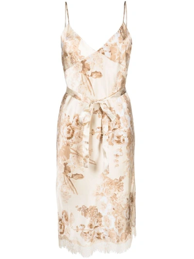 Gold Hawk Chloe Printed Slip Dress In Beige