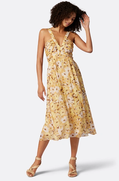 Joie Margot Floral Print Silk Dress In Yellow