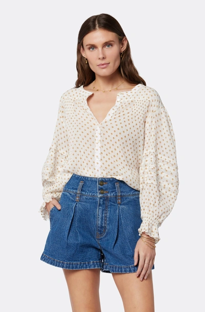 Joie Harlow Long Sleeve Cotton Top In White