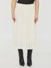 Jil Sander Pleated Midi Skirt In Ivory