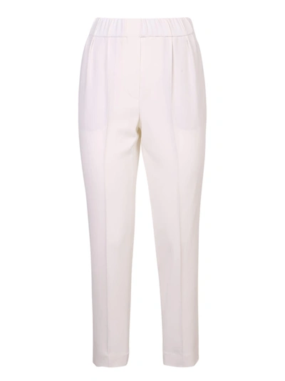 Brunello Cucinelli Cropped Elasticated-waist Trousers In White