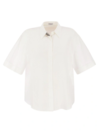 Brunello Cucinelli Silk Crepe De Chine Shirt With Precious Buttonhole In White