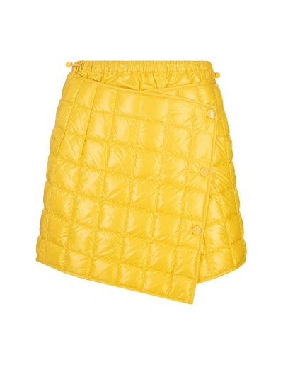 Moncler Asymmetric Quilted Mini Skirt In Yellow