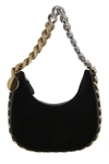 Stella Mccartney Tasche Hobo Crystal Chain Aus Schwarzem Leder In Default Title