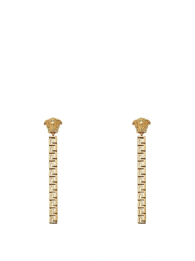 Versace Greca Goldtone Drop Earrings In Giallo