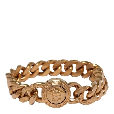 Versace Gold-tone Medusa Curb Chain Bracelet In Giallo