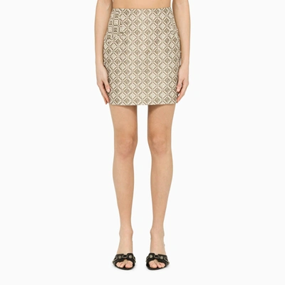 Marine Serre Beige Jacquard Miniskirt