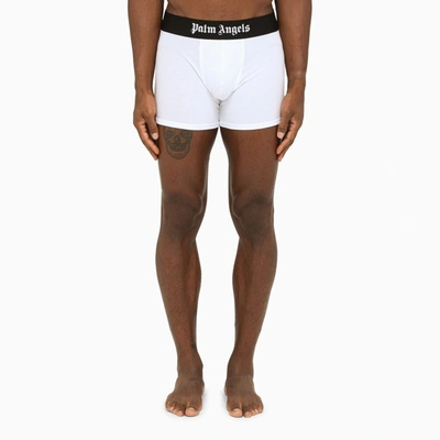 Palm Angels White Cotton Boxers With Logo