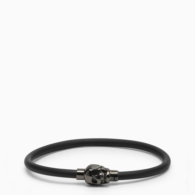 Alexander Mcqueen Rubber Cord Skull Bracelet In Black