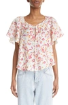 Isabel Marant Penelope Flutter Sleeve Top In Ecru