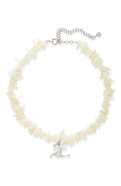 Courrèges Logo-charm Shell Necklace In Pearl