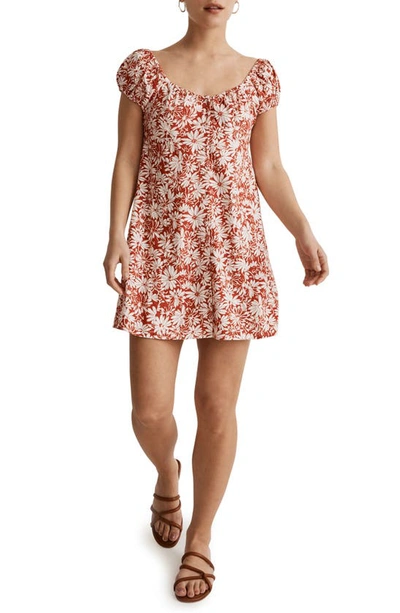 Madewell Margie Abstract Floral Minidress In Roasted Squash