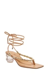 Katy Perry The Cubie Bead Sandal Womens Beaded Faux Leather Heels In Biscotti