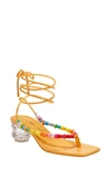 Katy Perry The Cubie Bead Womens Faux Leather Ankle Tie Slingback Sandals In Honeycomb