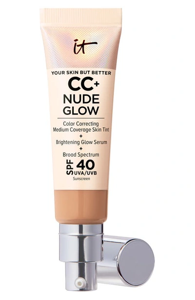 It Cosmetics Cc+ Nude Glow Lightweight Foundation + Glow Serum With Spf 40 And Niacinamide Medium Tan 1.1 oz / 32