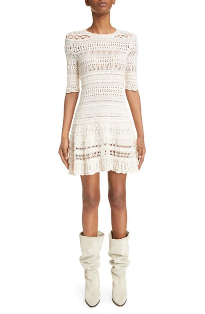 Isabel Marant Étoile Fauve Crocheted Knit Mini Dress In Ecru