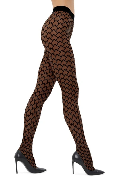 Wolford Sheer W Pattern Tights In Black