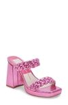 Dolce Vita Women's Ashby Braided Double Strap Slip On Sandals In Magenta Crackled Stella