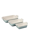 Le Creuset The Heritage Set Of 3 Rectangular Baking Dishes In Sea Salt