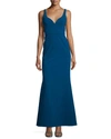 JILL JILL STUART SLEEVELESS CREPE FAUX SWEETHEART GOWN, SAPPHIRE,PROD196550744