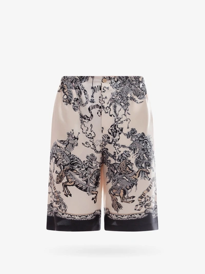 Gucci Silk Short With Roi Soleil Print In Beige