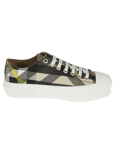Burberry Exaggerated Check Cotton Sneakers In Brown