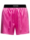 Tom Ford Velvet-trimmed Stretch-silk Satin Shorts In Pink