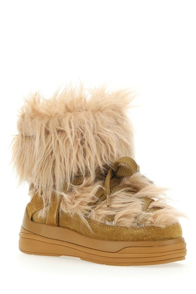 Moncler Women's Insolux Faux Fur Trim Snow Boots In Cammello