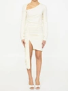 OFF-WHITE VISCOSE CRÊPE DRAPED DRESS