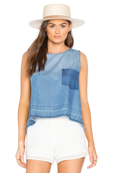 Bella Dahl Cross Back Chambray Tank In Indigo Wash