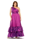 Mac Duggal One Shoulder Asymmetrical Ruffle Hem Gown In Us 14w
