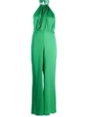 Pinko Halterneck Sleeveless Jumpsuit In Green
