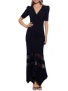 XSCAPE WOMENS ILLUSION FIT & FLARE EVENING DRESS